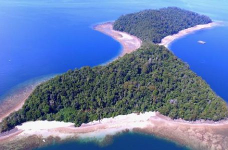 Pulau Bulupoloe atau disebut gunung yang terpotong terletak di Luwu Timur, Sulawesi Selatan. (Gambar: detik.com)